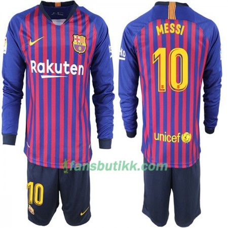 Fotballdrakt FC Barcelona Messi 10 Barn Hjemmetrøye 2018-2019 Langermet